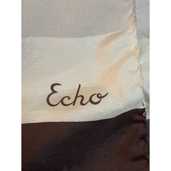 Echo 100% Silk Striped Scarf Made in Italy Brown Neutral Palette - Picture 3 of 4